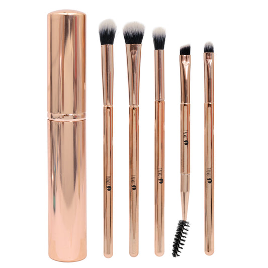 Kit X5 Brochas Ojos Metálica Oro Rosa Trendy