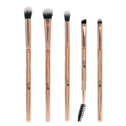 Kit X5 Brochas Ojos Metálica Oro Rosa Trendy